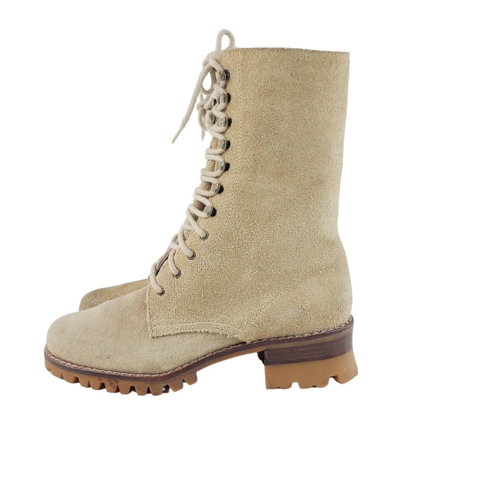 Timberland Lace Up Mid-Calf Winter/ Hiking Inspired Boots Women Size 8 Beige Tan